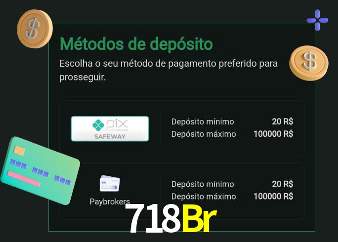 O cassino 718Br oferece uma grande variedade de métodos de pagamento